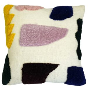 Colorful abstract art plush decorative cushion cover on white background