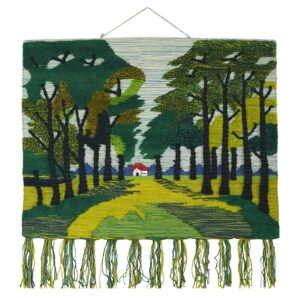 Green Forest Wall Hanging Tapestry featuring a vibrant, textured depiction of a sunlit forest.