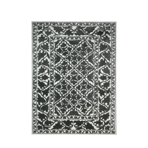 Black & White Floral Rug