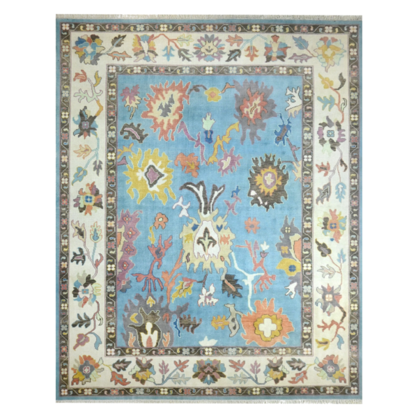 Blue Beige Oushak Rug